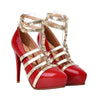 Plus Size Platform Thin Dancing Night Club Shoes in Red Glossy Shade - Mega Save Wholesale & Retail - 1