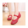 Old Beijing Cloth Shoes Slipsole Small Flower National Style Embroidered Shoes Dance Cloth Shoes Increased within Mom Woman Shoes red - Mega Save Wholesale & Retail - 1