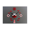 Mediterranean Style DIY Tower Helm Life Buoy Small Fish Clock DIY Clock Wall Clock Silent   red   and   white - Mega Save Wholesale & Retail