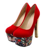 Sexy Super High Heel Plus Size Round Low-cut Dull Polish Thin Shoes  red - Mega Save Wholesale & Retail - 1