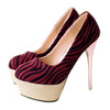 Women Thin Shoes Galvanized Heel Zebra Striation Plus Size  red - Mega Save Wholesale & Retail - 1
