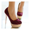 Women Thin Shoes Galvanized Heel Zebra Striation Plus Size  red - Mega Save Wholesale & Retail - 2