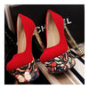 Sexy Super High Heel Plus Size Round Low-cut Dull Polish Thin Shoes  red - Mega Save Wholesale & Retail - 2