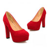 Super High Heel Platform Round Low-cut Fluff Women Thin Shoes Plus Size   red - Mega Save Wholesale & Retail - 2