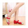 Old Beijing Red Casual Embroidered Shoes for Women Low Cut National Style with Beautiful Floral Designs & Ankle Straps - Mega Save Wholesale & Retail - 2