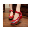 Colorful Phoenix Embroidered Red High Heel Shoes for Woman in Ankle Straps - Mega Save Wholesale & Retail - 3