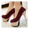 Women Thin Shoes Galvanized Heel Zebra Striation Plus Size  red - Mega Save Wholesale & Retail - 3