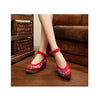 Colorful Phoenix Embroidered Red High Heel Shoes for Woman in Ankle Straps - Mega Save Wholesale & Retail - 4