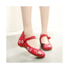 Spring Peach Flower National Style Vintage Chinese Embroidered Shoes for Women in Fashionable Red Shade - Mega Save Wholesale & Retail - 4