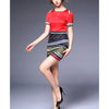 Elegant Woman Profession OL Commuting Microgroove Splicing Short Sleeve Dress60179   red   S - Mega Save Wholesale & Retail - 4