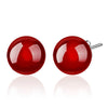 Wei Hua Genuine s925 silver stud earrings natural onyx earrings sterling silver earrings are not allergic to silver processing   6mm  RED - Mega Save Wholesale & Retail - 1