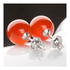 Wei Hua Genuine s925 silver stud earrings natural onyx earrings sterling silver earrings are not allergic to silver processing   8mm  RED - Mega Save Wholesale & Retail - 3