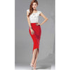 Sexy Womens Ladies Pencil Fit Skirt Pencil Slim Tight Skirt Waist Banded Rayon Long Slit Skirts Red - Mega Save Wholesale & Retail