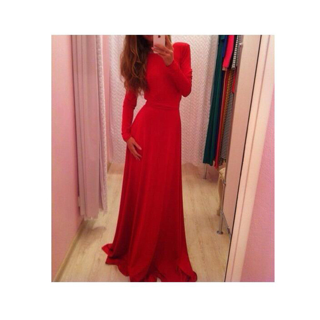 Long Full Dress Skirt Party Attire European Style red - Mega Save Wholesale & Retail - 1