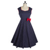 Sleeveless Bowknot Belt A-line Skirt Polka Dot Dress   S - Mega Save Wholesale & Retail - 1