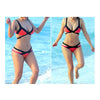 Bikini Ribbon Women Swimwear Swimsuit Vintage   watermelon red+black  S