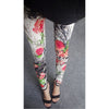 Womens sexy leggings Stretchy fit skin pants trousers Chinese traditional ink Pattern Red flowers - Mega Save Wholesale & Retail
