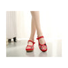 Spring National Style Embroidered Shoes Online for Women in Red & Black Shade, Ankle Straps & Flower Patterns - Mega Save Wholesale & Retail - 4