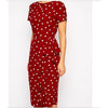 Hot Sexy Women's Chiffon Polka Dot Bodycon Short Sleeve Cocktail Party Dress Casual Dress Red S - Mega Save Wholesale & Retail - 5