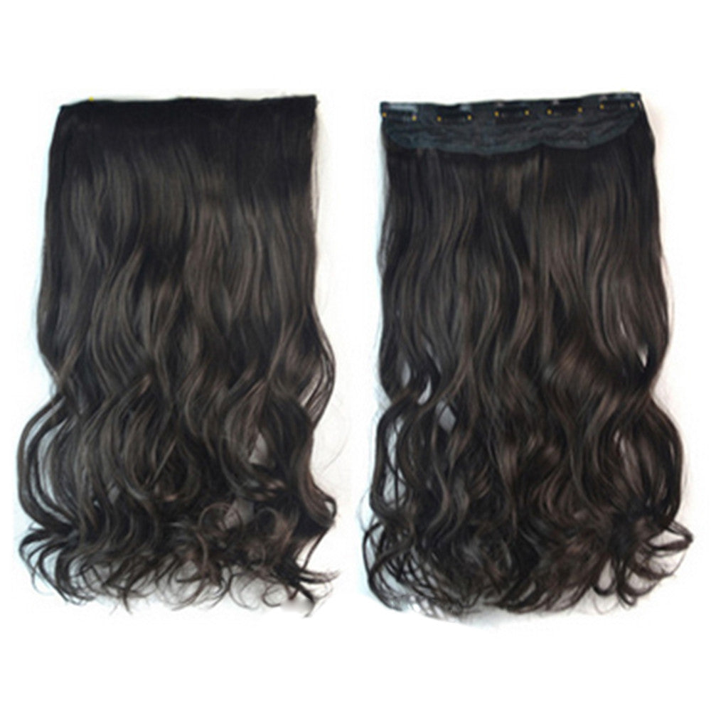 Thick Hair Extension Long Curled Hair 5 Cards Wig black brown - Mega Save Wholesale & Retail - 1