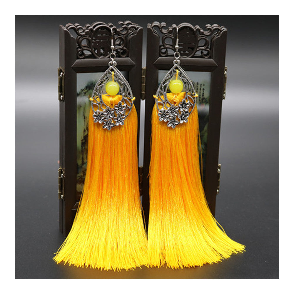 Long Earrings Tassel Fringe Vintage Bridal Wedding Stylish   yellow