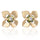 Flower 18K Gold Galvanized Austrian Zircon Ear Studs    green - Mega Save Wholesale & Retail - 1