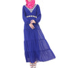 Muslim Chiffon Long Dress Sunday Clothes Long Sleeve   sapphire blue - Mega Save Wholesale & Retail - 1