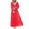 Muslim Chiffon Long Dress Sunday Clothes Long Sleeve  red - Mega Save Wholesale & Retail - 1