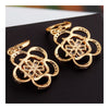 Flower Earrings 18K Gold Galvanized Zircon   pink - Mega Save Wholesale & Retail - 3