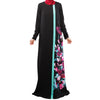 Muslim Long Dress Digital Printing Arabian Robe   black   M