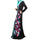 Muslim Long Dress Digital Printing Arabian Robe   black   M