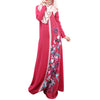 Muslim Long Dress Digital Printing Arabian Robe   red   M