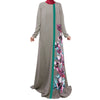 Muslim Long Dress Digital Printing Arabian Robe   grey   M