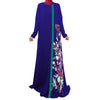 Muslim Long Dress Digital Printing Arabian Robe   blue   M