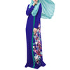 Muslim Long Dress Digital Printing Arabian Robe   blue   M