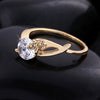 Flower Zircon Ring 18K Gold Plated   gold plated white zircon 7.75#