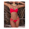 Pure Color Swimwear Women¡¯s Bikini Set Plated Metal Bandage  red  S - Mega Save Wholesale & Retail
