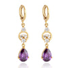 Water-drop Earrings 18K Gold Galvanized Zircon    purple - Mega Save Wholesale & Retail - 1