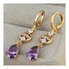 Water-drop Earrings 18K Gold Galvanized Zircon    purple - Mega Save Wholesale & Retail - 2