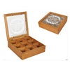 Zakka Retro Vintage 9 Cabinets Jewelry Storage Wooden Box Clear Cover    Yellow petals - Mega Save Wholesale & Retail - 1