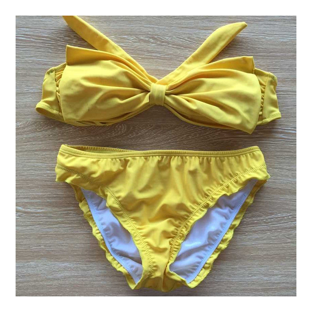 Bikini Set Bowknot Women's Sexy Swimwear Swimsuit  yellow    S - Mega Save Wholesale & Retail