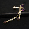 Bowknot Navel Ring Buckle Body Puncture   gold plated purple zircon - Mega Save Wholesale & Retail - 2