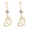 Diamante Double Love Heart Navel Ring Buckle Nail   gold plated white zircon