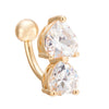 Puncture Ornament Double Love Heart Zircon Navel Ring   gold plated white zircon - Mega Save Wholesale & Retail