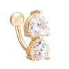 Puncture Ornament Double Love Heart Zircon Navel Ring   gold plated white zircon