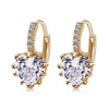Peach Heart Zircon Earings   gold plated white zircon - Mega Save Wholesale & Retail