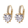 Peach Heart Zircon Earings   gold plated white zircon