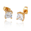 Square Zircon Earings Couples Design   gold plated white zircon - Mega Save Wholesale & Retail - 1
