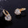 Peach Heart Zircon Earings   gold plated white zircon