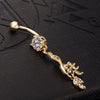 Flower Diamante Navel Nail Ring Buckle Body Puncture    gold plated white zircon